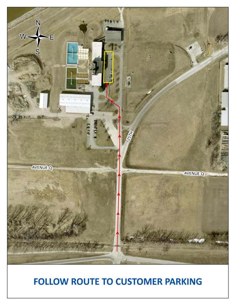 Construction - Please follow the map to get to our customer parking lot.